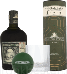 Diplomatico Reserva Exclusiva met ijsvorm en glas70CL