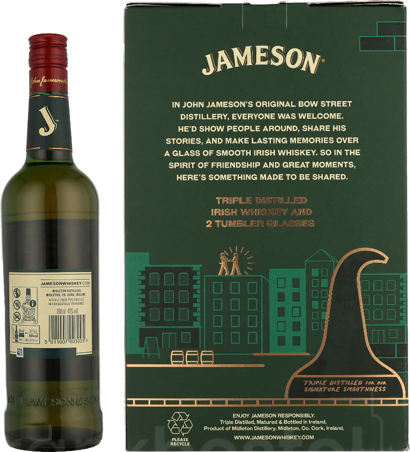 Jameson met 2 glazen70CL