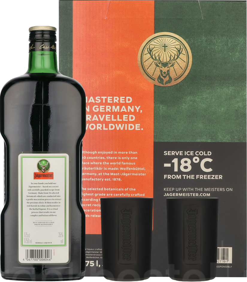 Jagermeister met 2 shotglazen en pomp175CL