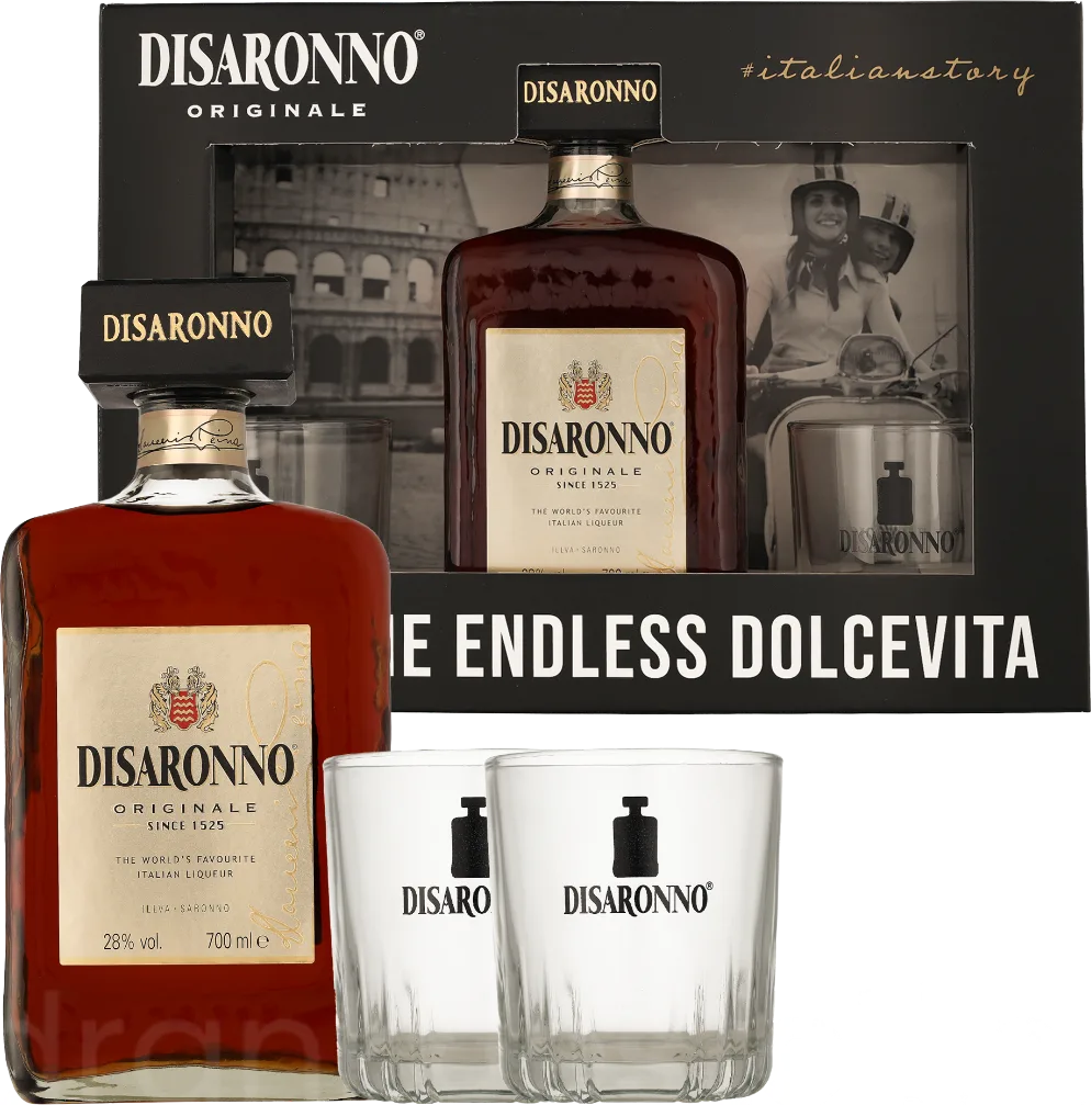 Disaronno Originale met 2 glazen70CL