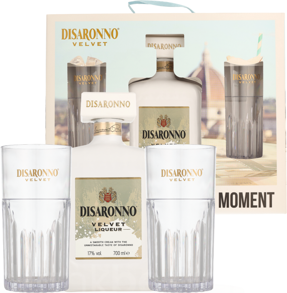 Disaronno Velvet met 2 glazen70CL