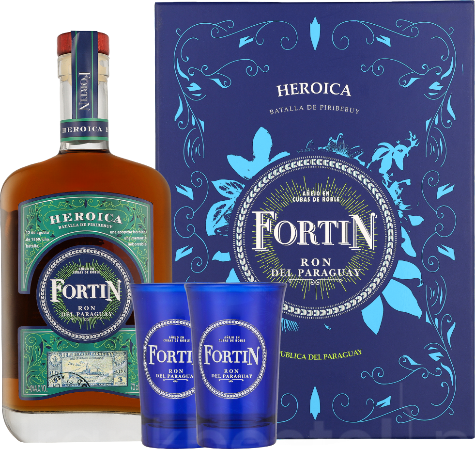 Fortin Heroica Ron Del Paraguay met 2 shotglazen70CL